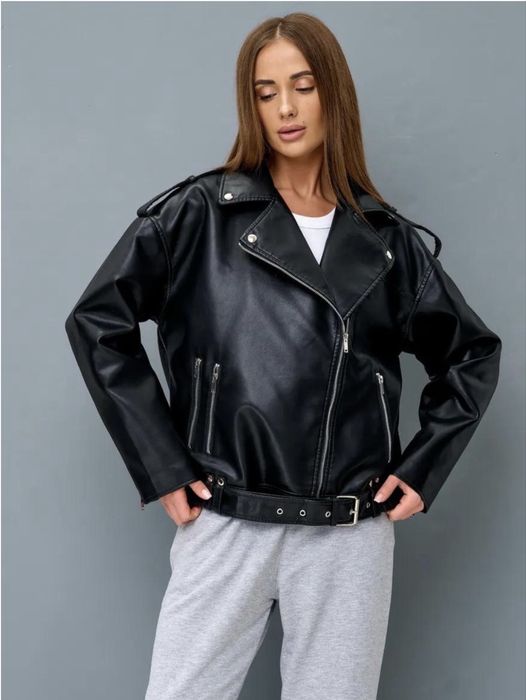 Кожанка оверсайз