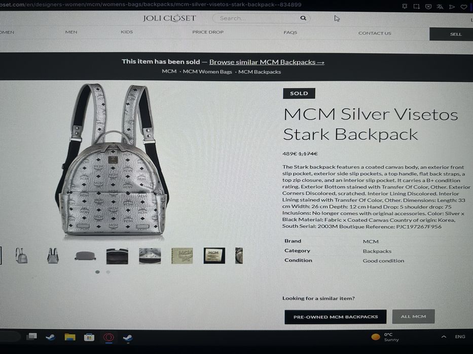 MCM Silver Visetos Stark Backpack