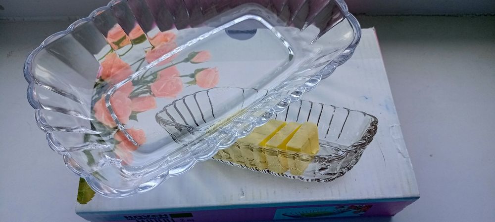 Маслёнка, салатник стекло