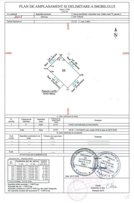 Teren de vanzare cu deschidere Lacul Lehliu Sat - Intravilan 2105 mp