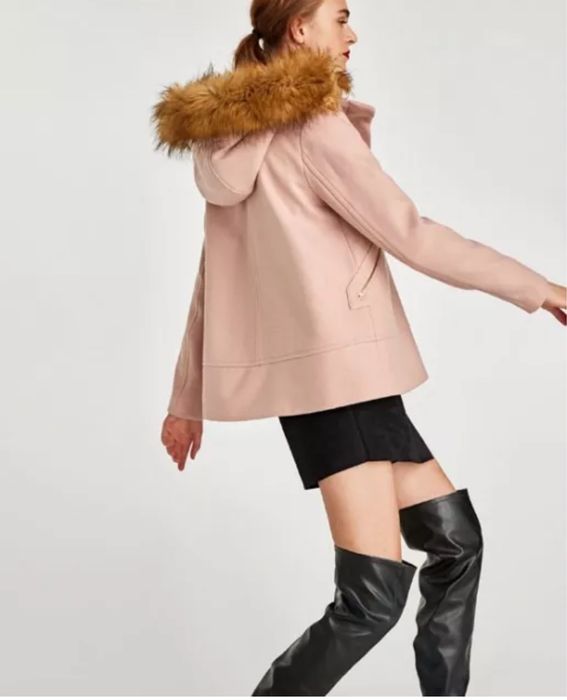 Вълнено палто с качулка Zara - като ново