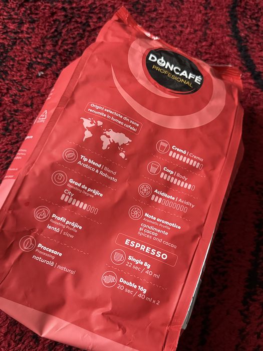 Stoc Cafea Boabe Doncafé Profesional Espresso Grano Ricco 1 Kg - Peste 50 bucăți