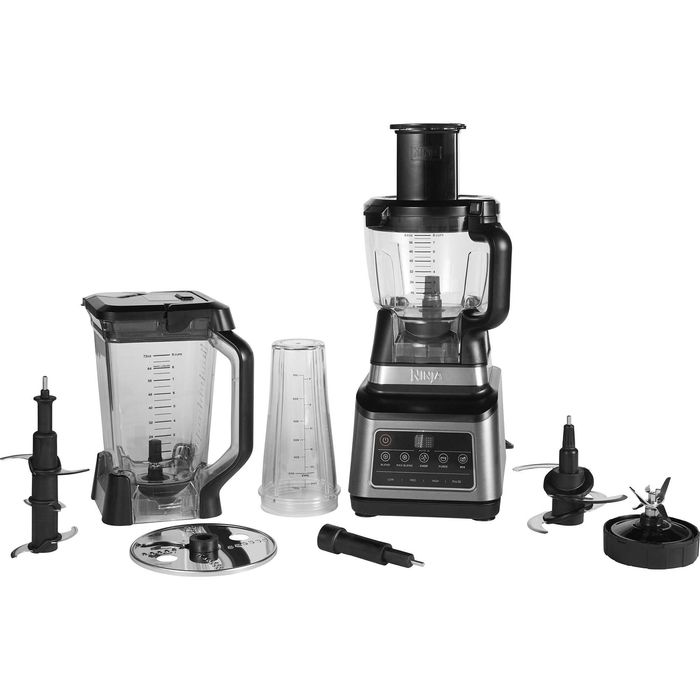 Robot de bucatarie Ninja 3-in-1 cu 5 programe Auto-iQ, BN800EU 1200 W, 3 viteze, bol de 1.8 l, bol de 2.1 l, cana de 0.7 l, negru/argintiu