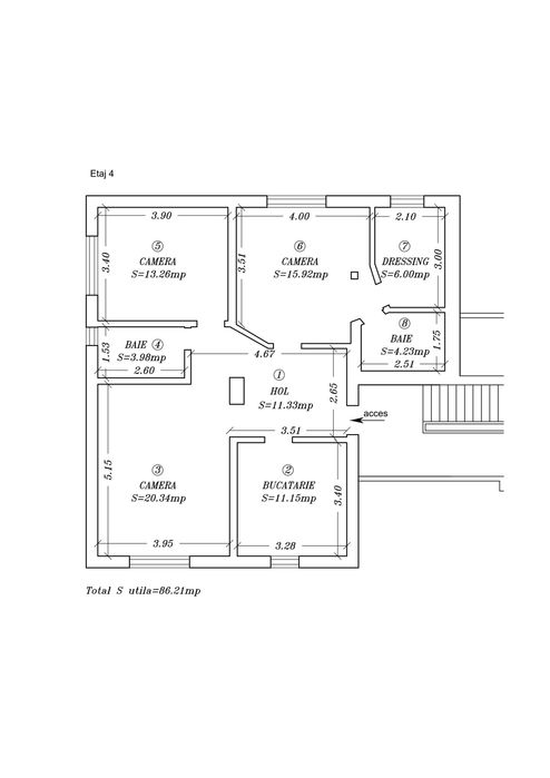 Proprietar, apartament de inchiriat cu S= 86mp, 3 camere, etaj 4/4, zona Omw Lipovei, Iulius Mall