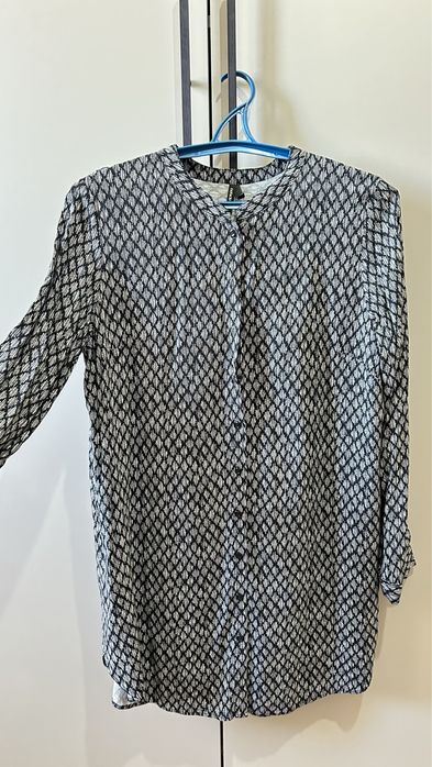 Рубашка креп-шифон зеленый и черно-белый