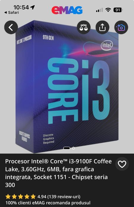 Placa de baza BIOSTAR TB360-BTC PRO 2.0+INTEL I3-9100F+Memorie Ram 8GB