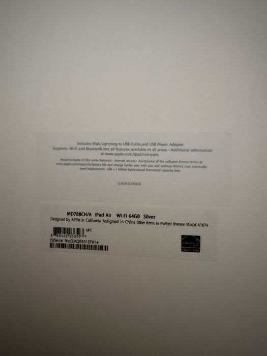 iPad Air wi-fi 64GB Silver