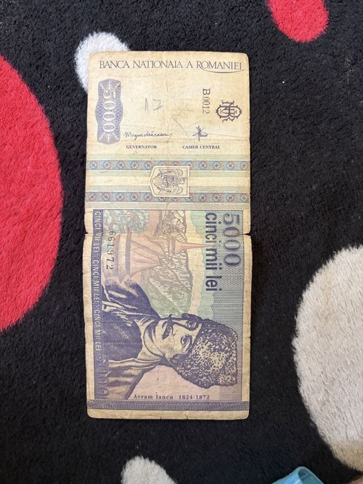 Bancnotă 5000 lei vechi mai 1993 seria B.0012