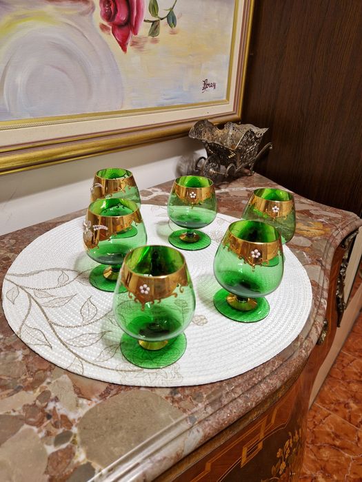 Уникални антикварни кристални чаши  Бохемия