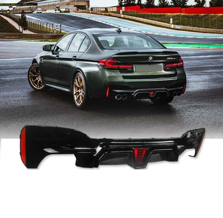 Difuzor / prelungire lip bara spate pentru BMW Seria 5 G30 / G38 2017-2022 în versiunea Sports Look cu Led