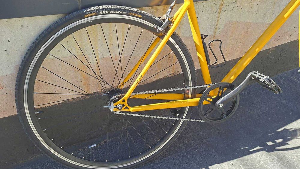 Градски велосипед Elops Single Speed 500, жълт, с ъпгрейди и нови гуми!