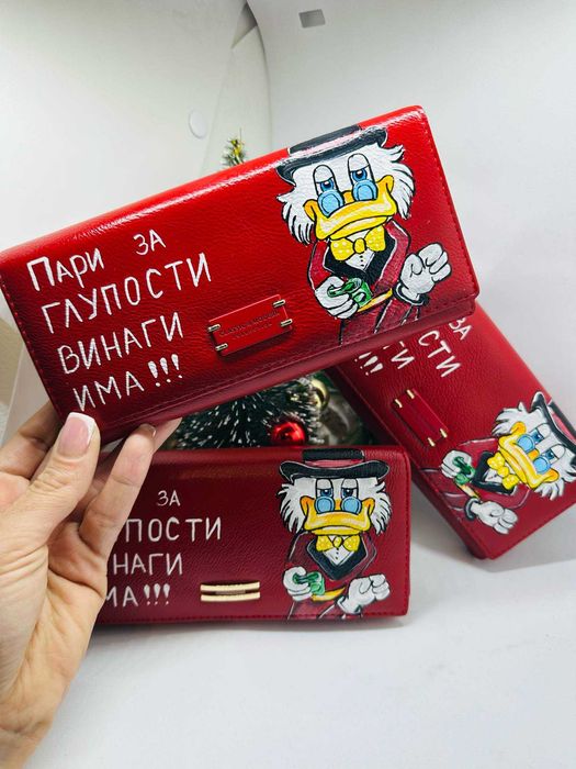 Ръчно рисуване по ваш избор на дамско и мъжко портмоне от ест. кожа