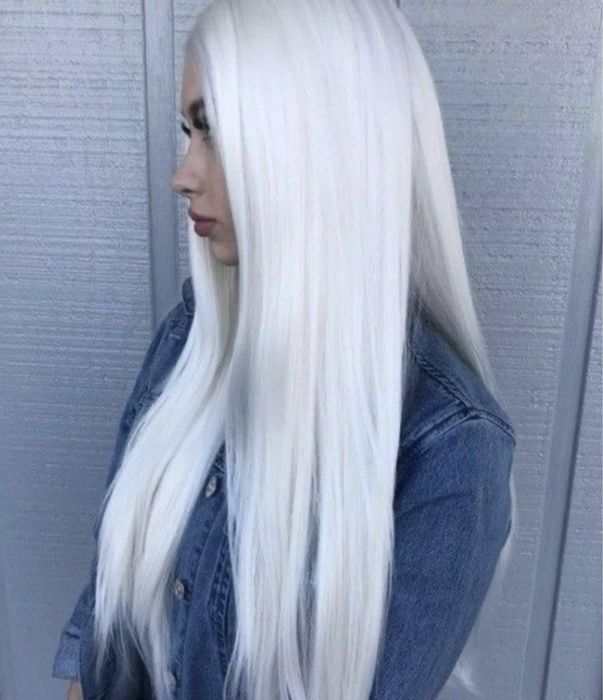 Extensii lungi blond alb sintetice