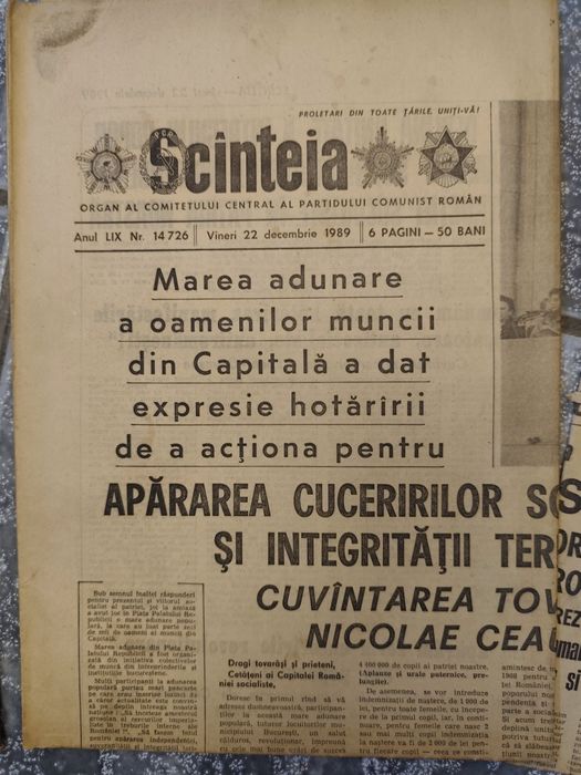Colecție Istorică Rarisimă: Ultimele numere „Scînteia”Scanteia poporului și Adevarul