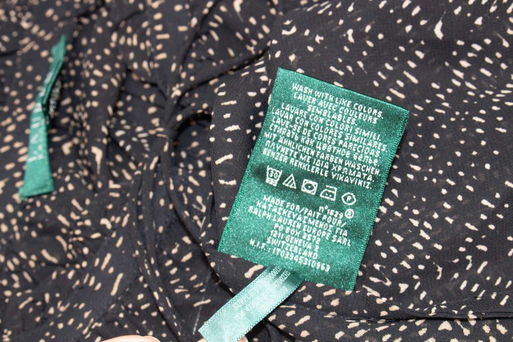 RALPH LAUREN оригинална дамска рокля черно бежова с принт прозрачна S