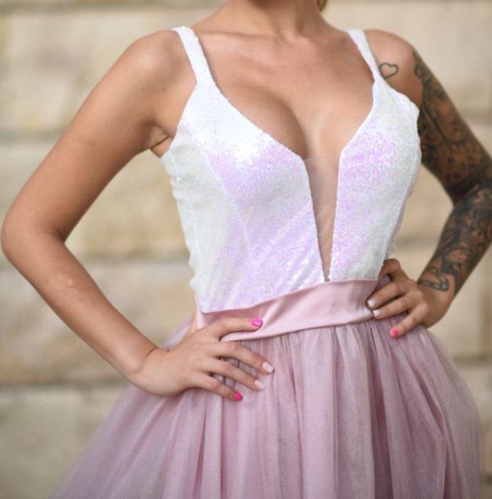 НОВИ еднакви официални рокли за майка М размер и дъщеря 1-3г. подходящ