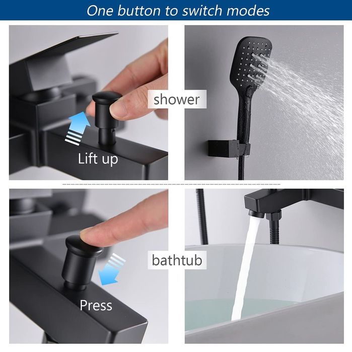 Robinet de cadă negru cu duș manual – SHANFO TB01E