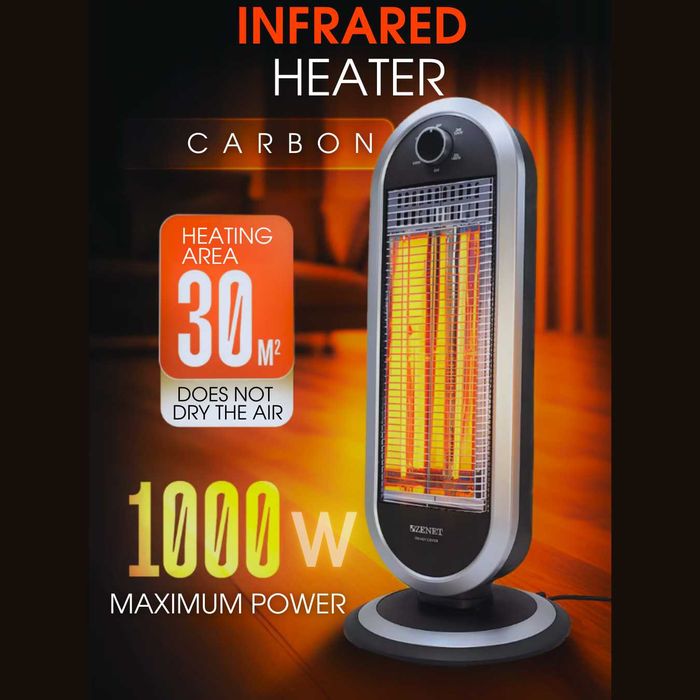 Инфрачервен нагревател Zenet 515, отопляем радиатор 2 режима, черен