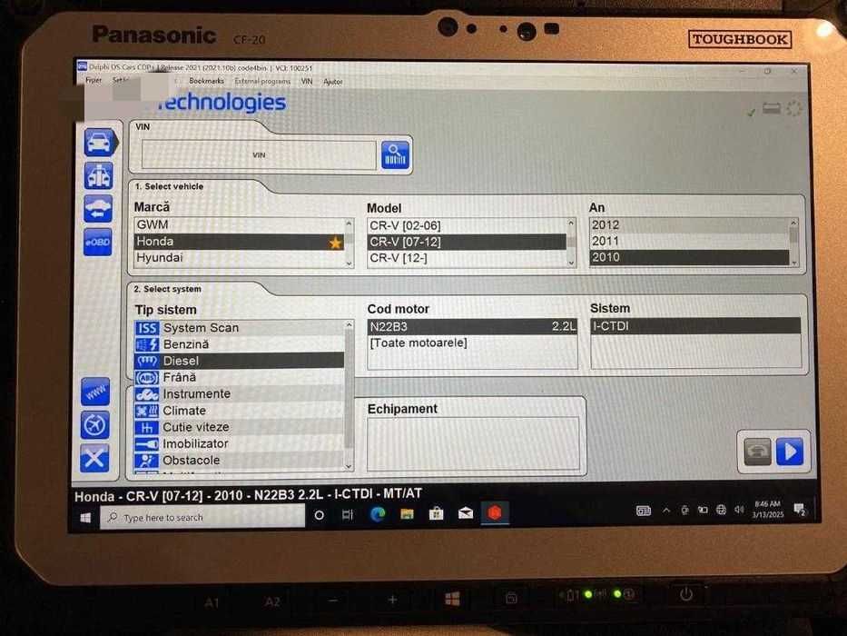 Kit Tester Diagnoza 12/24v Auto 8/256Gb + Tableta Panasonic CF20 I5 4G