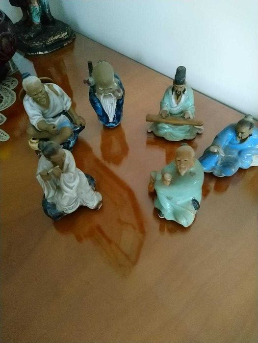 bibelouri China, pescari, intelepti, taietori lemne