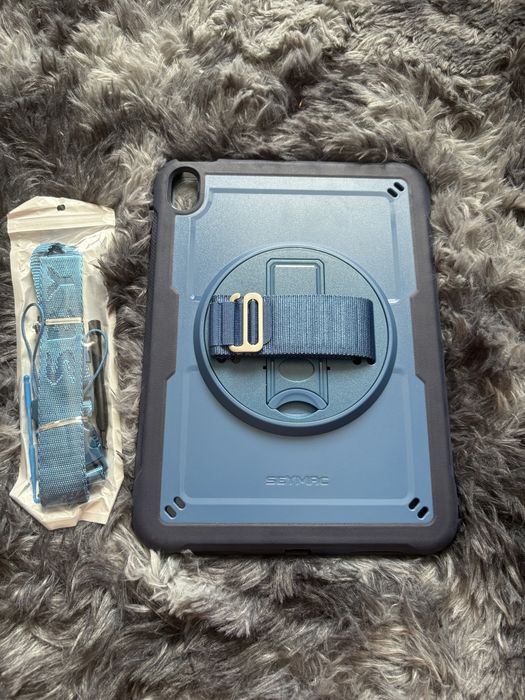Husă SEYMAC pentru iPad 11" / 10.9" Rotativă 360° cu Curea și Protecție Ecran – Albastru