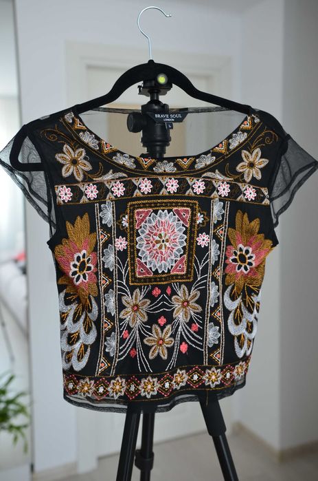 Bluza neagra dantela, Brave Soul, marimea S