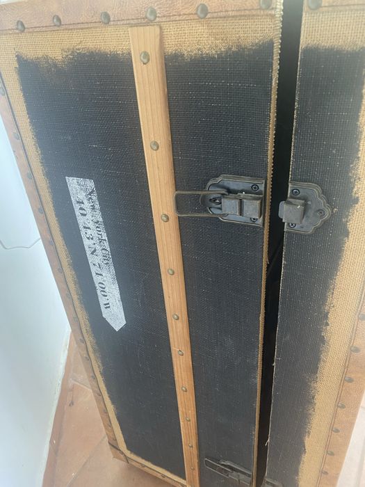 Minibar lemn si piele - stil industrial