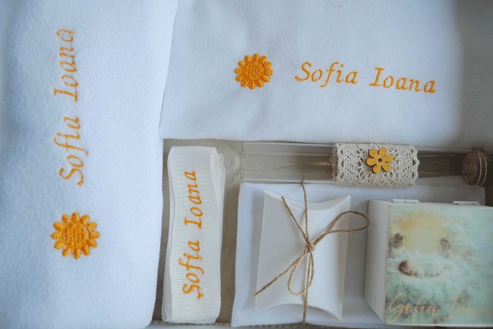 Trusou de Botez Personalizat „Îngeri” - Set Complet, Lucrat Manual