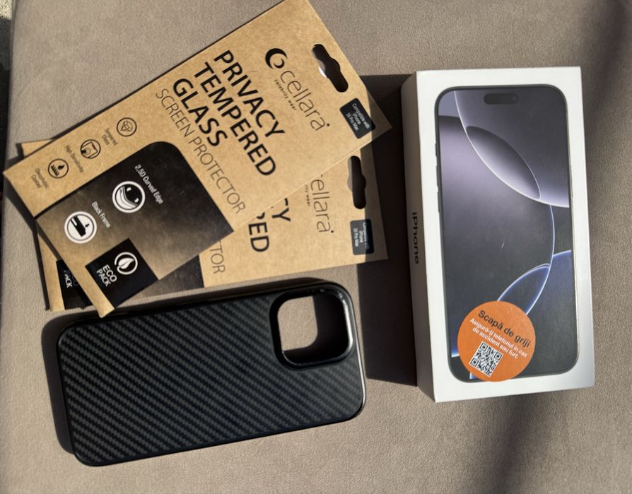 Vand iphone 16 pro max black in garantie pana in data de 10.01.2027