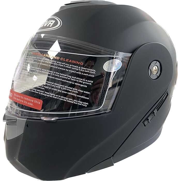 Каска за мотор с очила и визьор, мат или гланц, черна, Модуларна