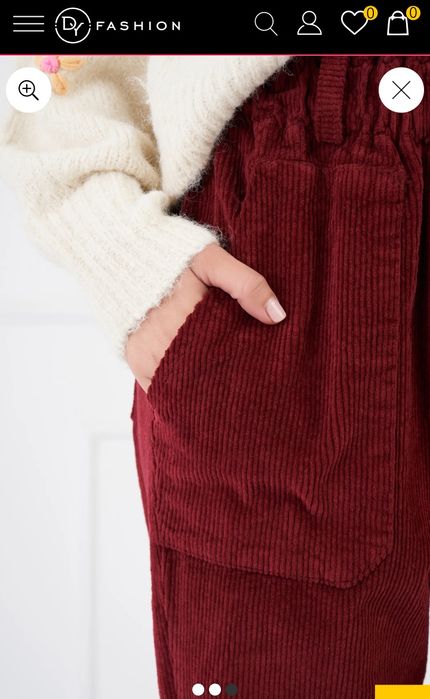 DyFashion Pantaloni Mara bordo din velur cu buzunare marime 38/M