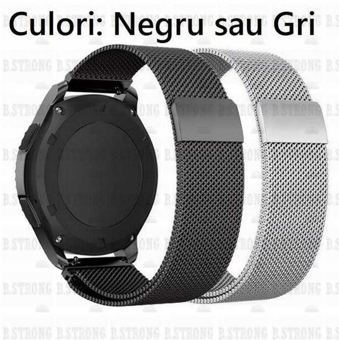 Bratara ceas magnetica 22mm cu 2 telescoape quick Gri sau Negru