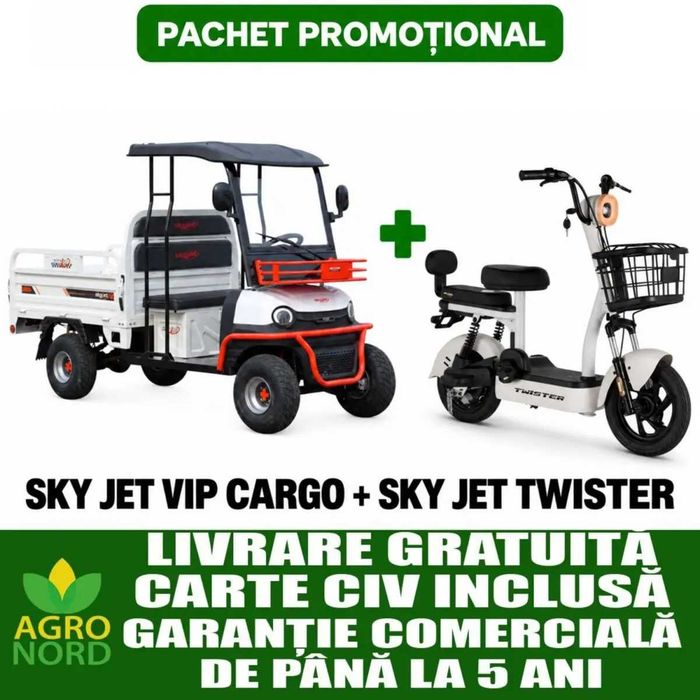 Cvadriciclu electric SKY JET VIP CARGO + Scuter electric fără permis