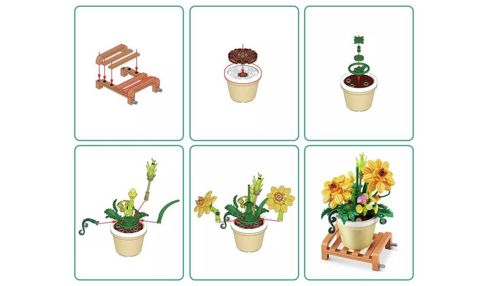 Конструктор Zuru MAX Garden цвете в саксия Комплект от 4бр лего