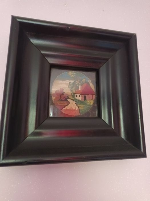Tablouri goblen  anii '60, ramă masivă 30 x 30 cm