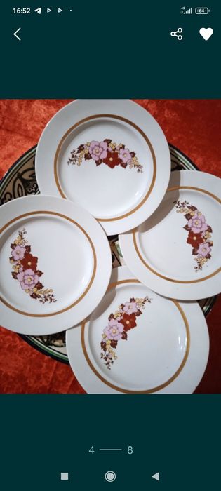 Сервиз чайный на 6 персон в горошек,Тарелки новые Советские 7т сум/ шт