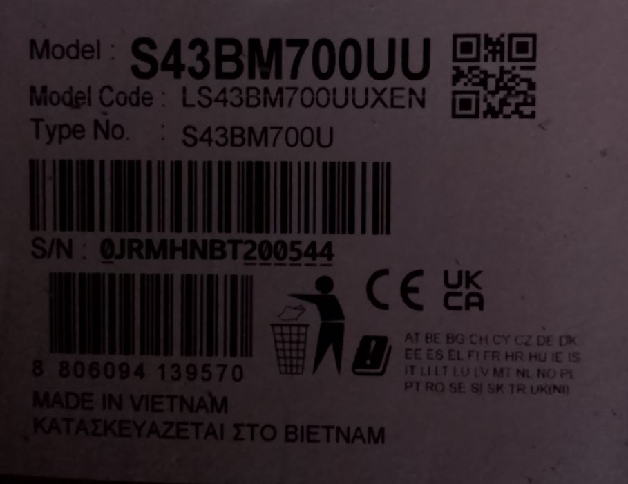 Vând monitor smart Samsung S43BM700UU, la cutie