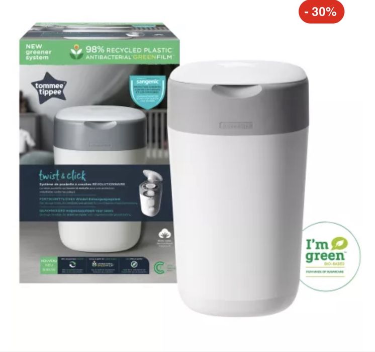 Cos pentru scutece Sangenic Twist and Click, Alb, Tommee Tippee