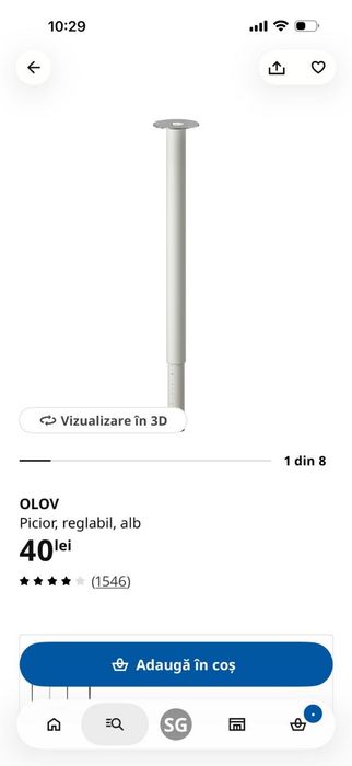 Birou alb, 120 x 60, cu picioare reglabile, IKEA