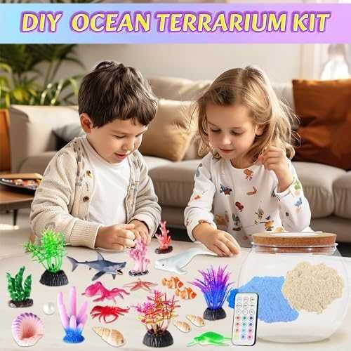 Нов детски океан терариум комплект с фигурки и 13 LED цвята за деца