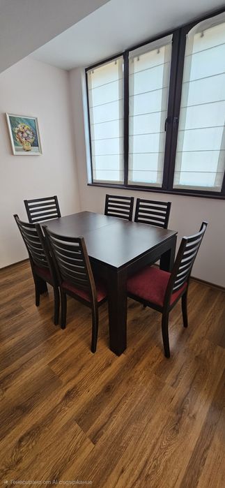 Разгъваема кухненска маса със 6 стола