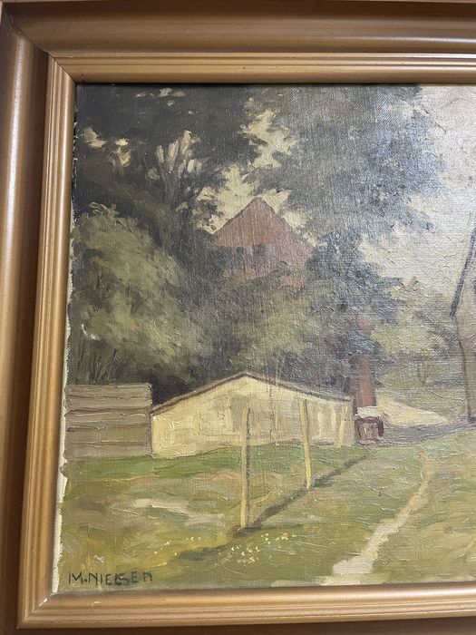 Tablou peisaj rural ulei pe panza M Nielsen