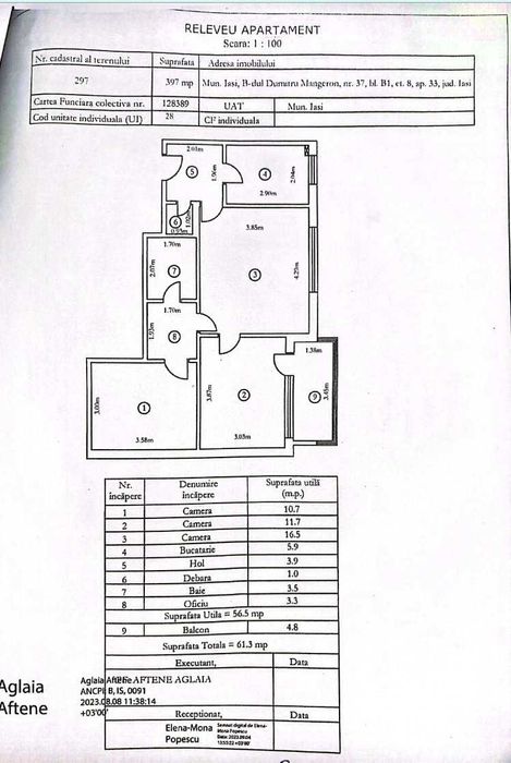 Apartament 3 camere renovat complet, 61 mp, Splai Bahlui – aproape de Palas