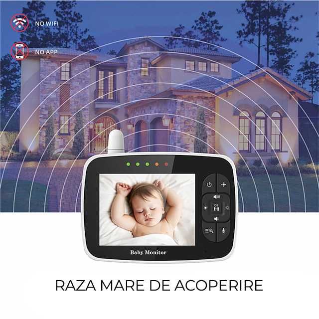 BabyMonitor Pentru Supraveghere Audio-Video Bebe NIKI Smart35, LCD3.5"