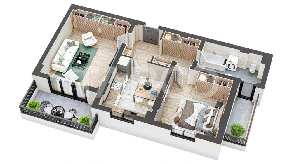 Apartament 2 camere 63 mpu 2 balcoane CONSTRUCTIE NOUA 2024 in Sibiu