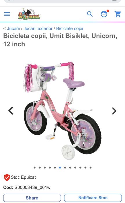 Bicicleta copii, Umit Bisiklet, Unicorn, 12 inch