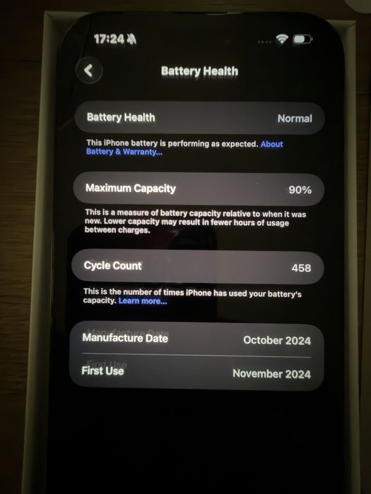 Iphone 16pro max 256gb 90% battery