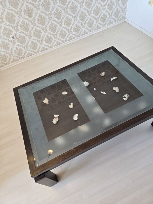 Холна маса от масив и стъкло