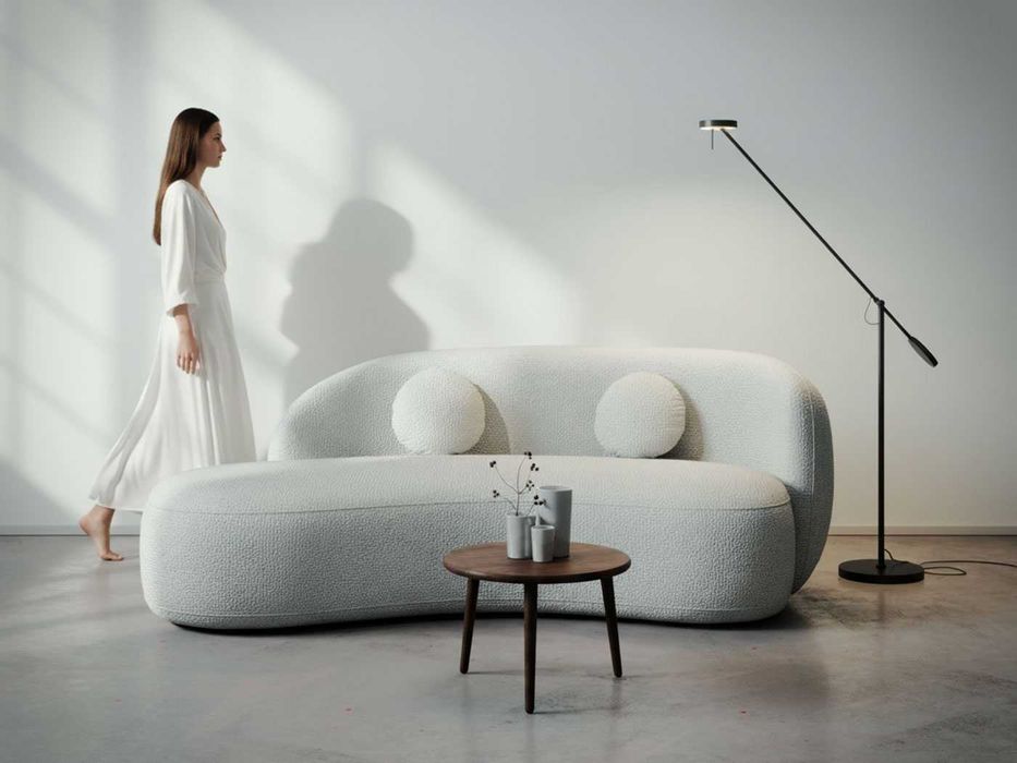 Canapea curbata Lunis crem - Transport Gratuit in 4-10 zile