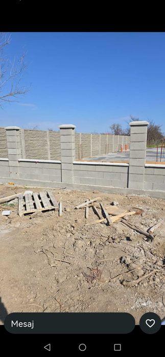 Gard plăci și stâlpi beton diferite modele și zidire gard BOLȚARI.